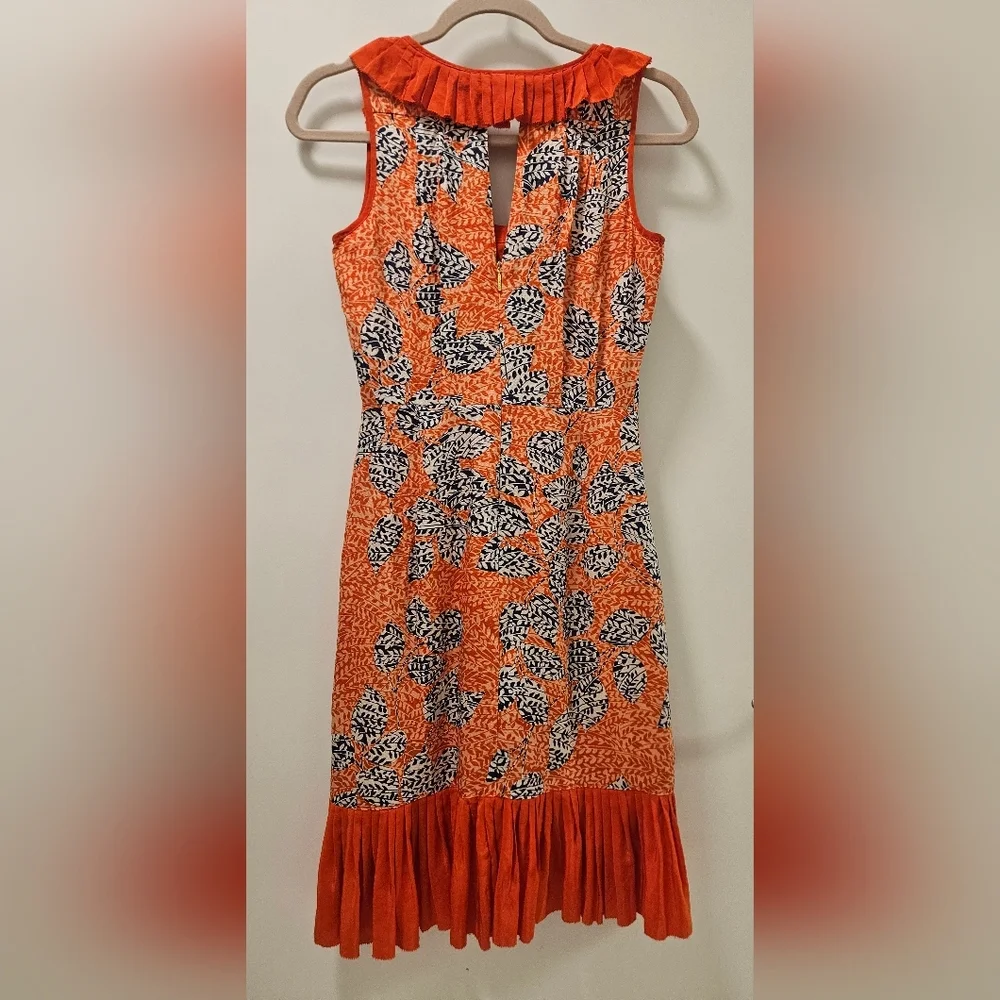 Tory Burch Janetta Silk Ruffle Pleated Dress,Mermaid Hem Size 0 - Picture 4 of 11